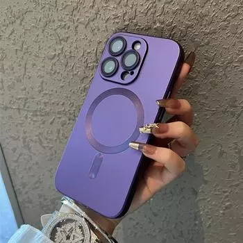 Матовый мягкий силиконовый магнитный чехол для телефона с беспроводной зарядкой для IPhone 15 14 13 12 11 Pro Max 15 Plus, защитный чехол для стеклянных линз For iPhone 15Pro Max