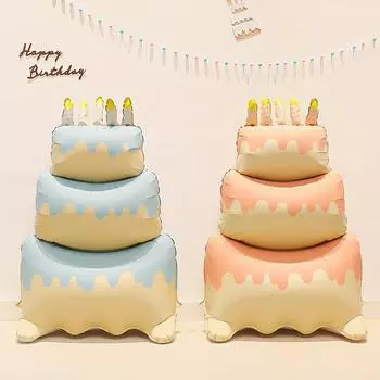 Матовый мультяшный стоячий шар с алюминиевой пленкой для торта, волшебный торт, украшение на день рождения ребенка, композиция из воздушных шаров 60 inch retro base cake pink