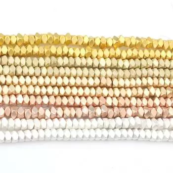 Матовый натуральный камень розовое золото серебро гематит прямоугольные восьмиугольные бусины ювелирные изделия 3x2 мм