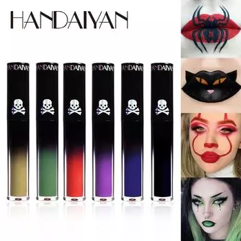 Матовый, не размазанный, долговечный сценический блеск для губ, праздничный темный блеск для губ, помада для Хэллоуина, инструменты для макияжа 1#