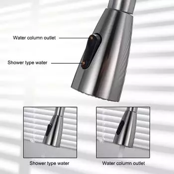 Матовый никель, кухонный смеситель с одним отверстием, выдвижной излив, смеситель для кухонной мойки, распылительная головка, хромированный/черный смеситель серебряный