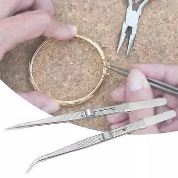 Матовый пинцет для ювелирных изделий, многоцелевой пинцет из нержавеющей стали с прямыми изогнутыми бриллиантами для ремонта часов Turned Head