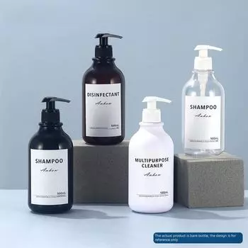 Матовый ПЭТ-диспенсер для лосьона и шампуня с кольцом (300мл и 500мл) 300ml + V black pump