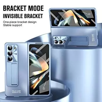 Матовый пластиковый жесткий чехол для телефона Samsung Galaxy Z Fold 6 5 4 3 Fold6 Fold5 Fold4 Fold3 5G с защитным чехлом-подставкой Galaxy Z Fold5 фиолетовый