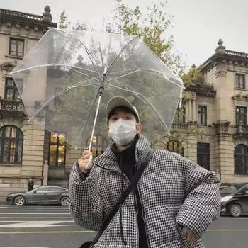 Матовый полуавтоматический прозрачный зонт – симпатичный солнцезащитный козырек для мужчин и женщин, идеально подходит для фотосъемки