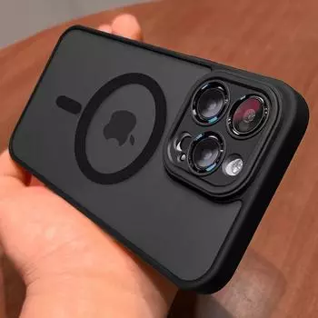 Матовый полупрозрачный чехол для iPhone 14 15 Plus 13 12 11 Pro Max, противоударный защитный бампер, магнитный чехол для беспроводной зарядки For iPhone 11 ProMax