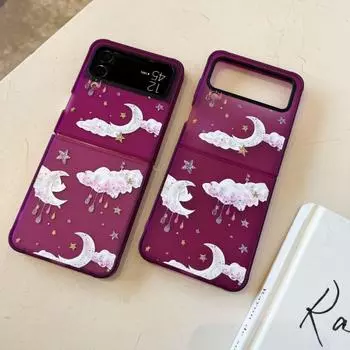 Матовый полупрозрачный чехол для Samsung Galaxy Z Flip 4, чехол 3, складной противоударный жесткий чехол с изображением лунного облака для Samsung Z Flip 3 Galaxy Z Flip 3