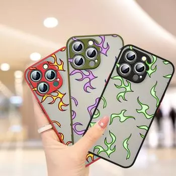 Матовый полупрозрачный чехол для телефона «Pretty Flames» для Apple iPhone 13 12 11 Mini XS XR X Pro MAX 8 7 Plus iPhone 7 8