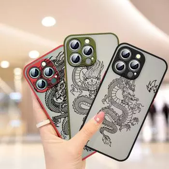 Матовый полупрозрачный чехол для телефона с рисунком дракона для Apple iPhone 13 12 11 Mini XS XR X Pro MAX 8 7 Plus iPhone 7 8