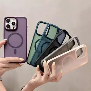 Матовый полупрозрачный чехол Magsafe для iPhone 15 Pro Max 14 13 12 11 Pro Max 15 Plus Магнитный чехол для беспроводной зарядки iPhone 11 Pro чёрный