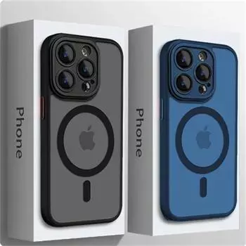 Матовый полупрозрачный чехол с беспроводной зарядкой для iPhone 15 14 13 11 12 Pro Max 14 Plus, магнитный чехол высокого качества для Magsafe iPhone 15 Pro Max чёрный
