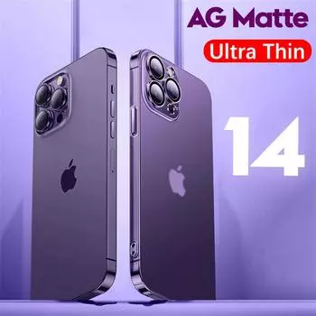 Матовый полупрозрачный чехол с покрытием для Iphone 14 13 12 Mini 11 Pro Xs Max X Xr Se 7 8 Plus квадратный противоударный чехол с пленкой для объектива For SE 2020-SE 2022