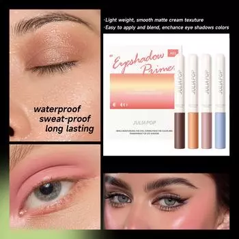 Матовый праймер для теней для век, набор из 4 цветов, цветной праймер, водостойкие тени для век, матовая витрина 5ml*4pcs