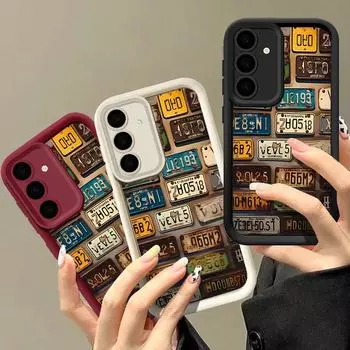 Матовый противоударный чехол с принтом номерного знака для Samsung S25 Ultra S24 FE S23 A56 A36 A16 A15 A55 A35, защита линз, мягкий силиконовый чехол для телефона из ТПУ Samsung S25