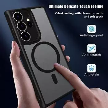 Матовый прозрачный чехол Magsafe для Samsung Galaxy S24ultra S23 Ultra S22 Plus S23 FE, роскошный противоударный мягкий бампер, жесткая задняя крышка For Galaxy S23 Ultra чёрный
