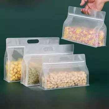 Матовый прозрачный пакет для упаковки чая и еды с восьмисторонним запечатыванием, с пряжкой и самоподдерживающейся конструкцией 24*17+8cm