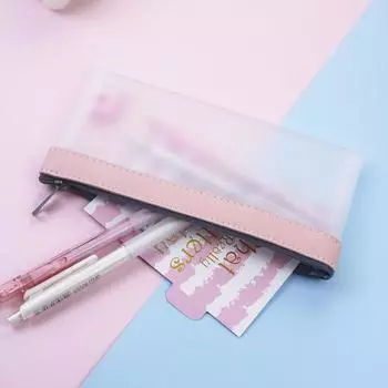 Матовый прозрачный пенал с застежкой-молнией, большой вместимостью, удобная организация светло-синий