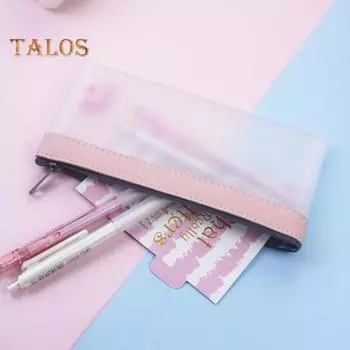 Матовый прозрачный пенал с застежкой-молнией, большой емкости, удобная организация, канцелярский чехол для школьных принадлежностей светло-синий