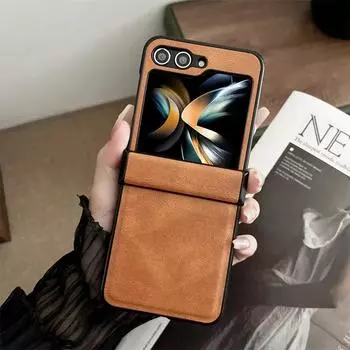 Матовый роскошный мягкий кожаный складной чехол-книжка с шарниром, противоударный защитный чехол для Samsung Galaxy Z Flip 6 5 4 3, чехол, аксессуар для телефона for Galaxy Z Flip 6 зелёный