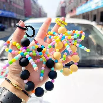 Матовый шнурок для сотового телефона, милый ремешок для телефона, брелок, бусина, кулон для девушки, женщины, подарок фиолетовый