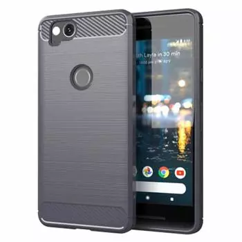 Матовый силиконовый чехол для Google Pixel 2 Противоударный чехол из углеродного волокна для pixel2 google Противоударный матовый чехол Pixel 2 чёрный