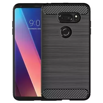 Матовый силиконовый чехол для LG V30 Plus, противоударный мягкий чехол из углеродного волокна для LG V30 +, противоударные матовые чехлы LG V30 Plus чёрный