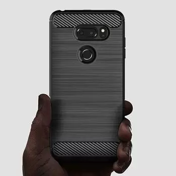 Матовый силиконовый чехол для LG V30 Plus, противоударный чехол из углеродного волокна, мягкая задняя крышка для LG V30+, противоударные матовые чехлы LG V30Plus чёрный