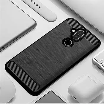 Матовый силиконовый чехол TPU для Nokia 7Plus Роскошные чехлы из углеродного волокна для смартфона Nokia 7 plus Задняя крышка Coque Fundas Nokia 7Plus чёрный