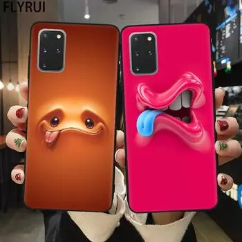 Матовый силиконовый черный чехол для телефона Samsung S21 S8 S9 S10 S20 Plus FE Note 20 Ultra Cover Cartoon Funny 3D Face Shell Coque Capa S8