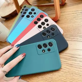 Матовый силиконовый квадратный защитный чехол для камеры ярких цветов, задняя крышка для Samsung Galaxy A52 A72 A32 4G 5G S22 Ultra Note 20 A13 A33 A53 A73 A22 A12 A51 Samsung J6 Plus 2018 белый