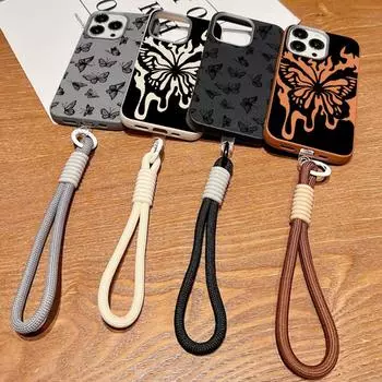 Матовый тонкий чехол для телефона с принтом бабочки пламени для iPhone 16 Pro Max 15 Pro 14 13 12 11, ремешок, мягкий противоударный чехол-бампер из ТПУ для защиты объектива iPhone 15 Pro серый