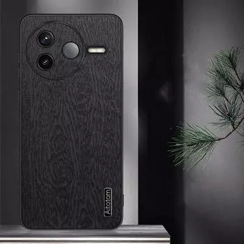 Матовый тонкий чехол для телефона с рисунком дерева для Xiaomi 14T 13T Pro Poco X6 X5 Pro Redmi 14C Note 13 12 11 Pro Роскошная текстура противоударный мягкий бампер из ТПУ Xiaomi 14T Pro чёрный