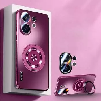 Матовый твердый чехол для камеры VIVO X200 FE, защитная пленка для объектива, магнитный держатель-кольцо для Magsafe, подставка-чехол для VIVO S30 Pro Mini S 30 For VIVO X200 FE фиолетовый
