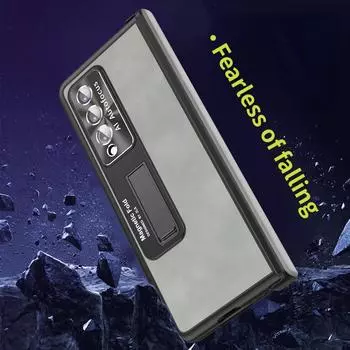 Матовый высококачественный кожаный складной чехол для телефона для Samsung Galaxy Z Fold5 4 3 2, чехол с петлями и тонкими отверстиями, мембранная крышка Z Fold3 For SM Z Fold5