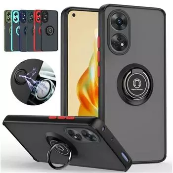 Матовый защитный чехол для OPPO A79 A18 A38 A58 A78 A98 5G A17 A77 A16 A55 чехол-кольцо магнитный держатель подставка противоударный бизнес полная защита For OPPO A78 5G небесно-голубой