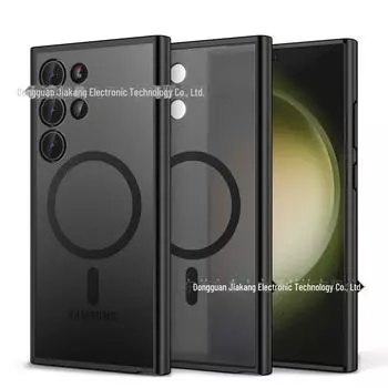 Матовый защитный чехол для Samsung Galaxy S24 Ultra, приятный на ощупь, материал ТПУ+ПК, магнитный чехол для мобильного телефона. Galaxy S23 (large hole) чёрный