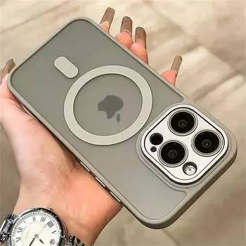 Матовый защитный магнитный чехол для Magsafe, металлическая крышка объектива для iPhone 15, 14, 13, 12, 11 Pro Plus Max, полупрозрачный чехол с беспроводной зарядкой For iPhone 15