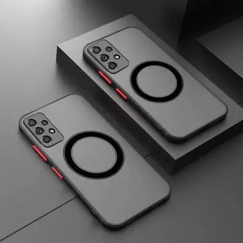 Матовый защитный магнитный чехол для Samsung Galaxy A53 A54 A55 A52 A52S A35 A34 A33 A32 A14 A12 A13 A71 чехол для телефона с беспроводной зарядкой, твердый защитный чехол для задней панели Galaxy A53 5G чёрный