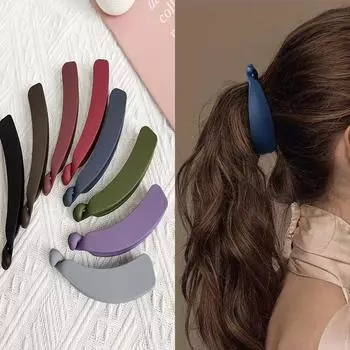 Матовый зажим-банан, модный держатель для хвоста в виде банана, однотонная заколка для волос в корейском стиле, заколки для волос, заколки, женские аксессуары для волос 7.5*3cm