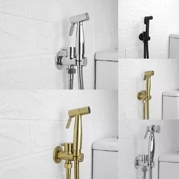 Матовый золотой черный ванная комната ручной биде спрей душевой гарнитур туалетный распылитель тканевый подгузник биде кран латунь SUS304 ручной Shattaf