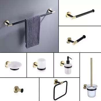 Матовый золотой и черный настенный держатель для бумажных полотенец из нержавеющей стали, кольцо для полотенец, ершик для унитаза, высококачественные аксессуары для ванной комнаты