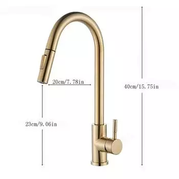 Матовый золотой кухонный смеситель для раковины, распылитель, поворотный излив, смеситель золотой