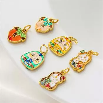 Матовый золотой обожженный синий кулон, капельное масло, персиковая русалка, Must Win Fortune, Дхарма, подвеска, браслет «сделай сам», ювелирное изделие, кулон оранжевый