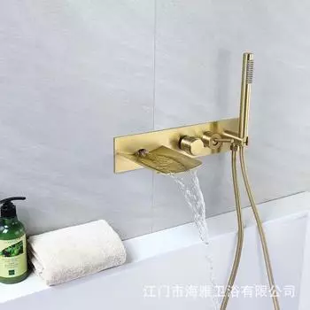 Матовый золотой смеситель для душа с водопадом для ванны, смеситель для ванны, смесители для ванны, настенные смесители для ванны золотой
