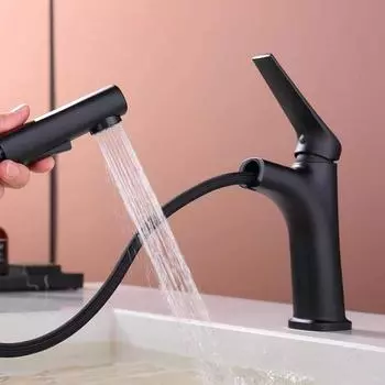Матовый золотой смеситель для ванной комнаты, черный смеситель для раковины, латунный смеситель для мойки, кран для мойки, выдвижной водопроводный кран для установки на бортике