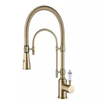 Матовый золотой выдвижной кухонный кран Золотой кухонный смеситель для мойки Смеситель для кухни Total Brass смеситель для раковины