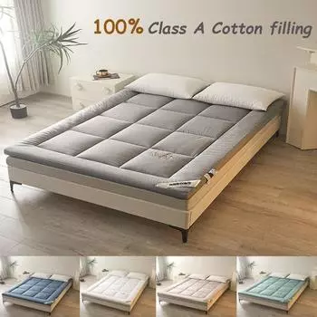 Матрас из 100% хлопка с вышивкой, коврик шириной 5 см с подкладкой из хлопчатобумажной шерсти с татами, односпальный коврик 120*200cm белый