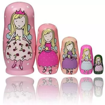 Матрешки, рождественские русские матрешки для детей, деревянный вложенный набор из 5 предметов, игрушки ручной работы для детей, рождественский подарок на день рождения Largest-14x6cm