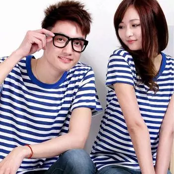 Матросская рубашка унисекс в сине-белую полоску с круглым вырезом - футболка темно-синего цвета с короткими рукавами, классная униформа, с короткими рукавами, большой размер, 200 г. Height 110 cm