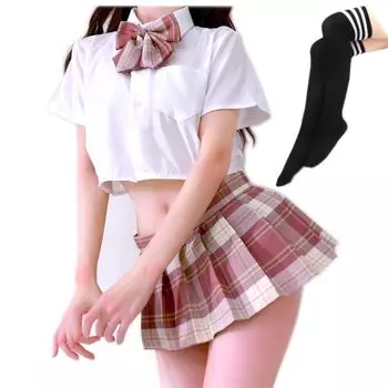 Матросская униформа, комплект из топа и низа, комплект носков, блузка с лентой, мини-юбка для девочек старшей школы JK, костюм с короткими рукавами для старшеклассниц розовый